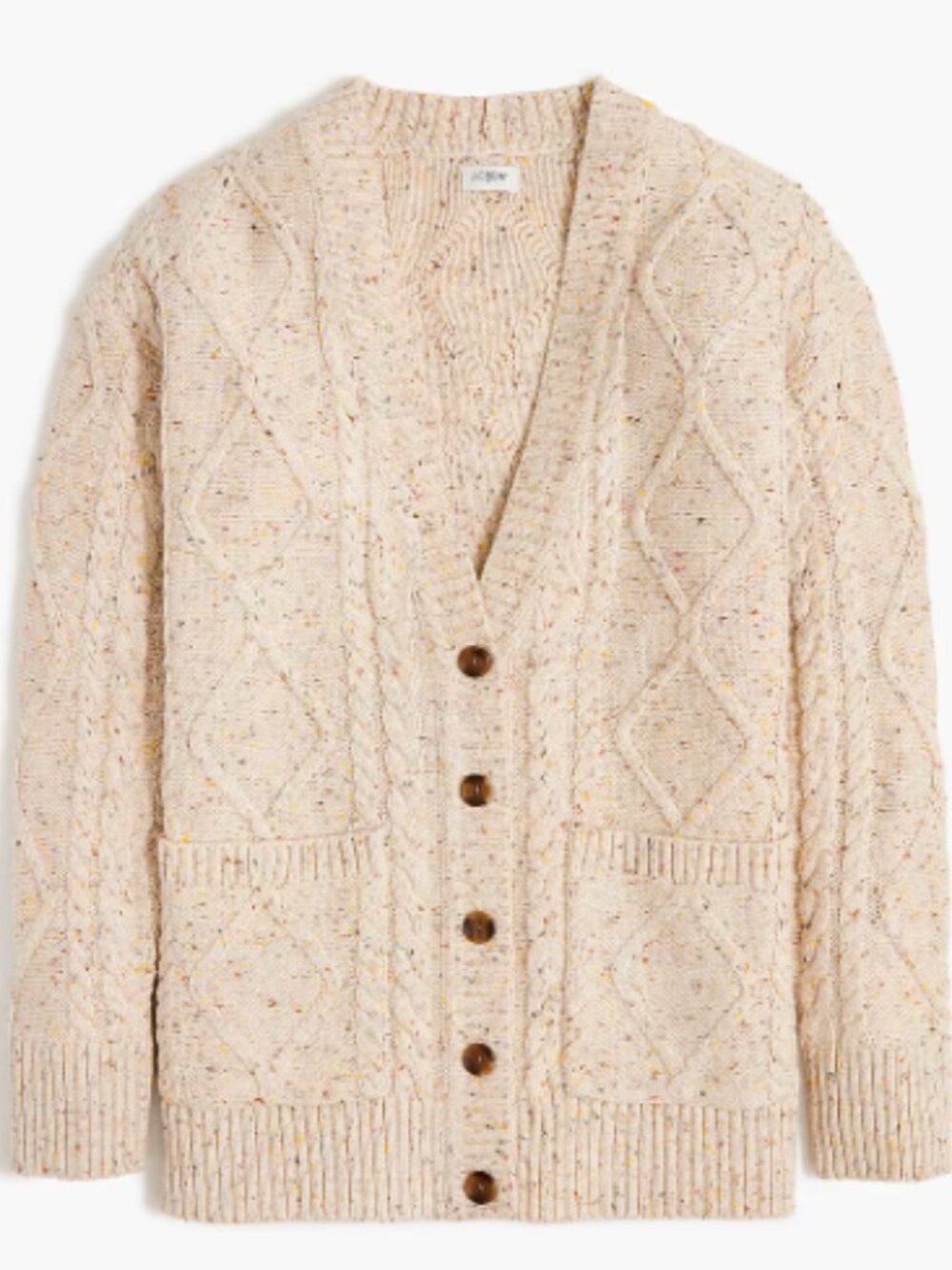 J Crew Factory Cream Cable-Knit Button Cardigan Sweater Size XS
